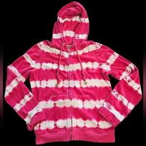 Y2K Juicy Couture Terry Cloth PINK Tie Dye Gold Zip Up Hoodie READ DESCRIPTION